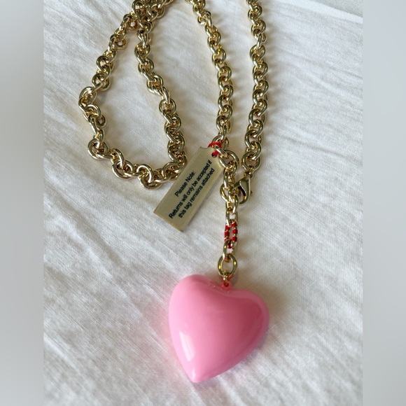 Roxanne Assoulin The Happy Heart Goldtone & Enamel Necklace - pink / long - Picture 4 of 6
